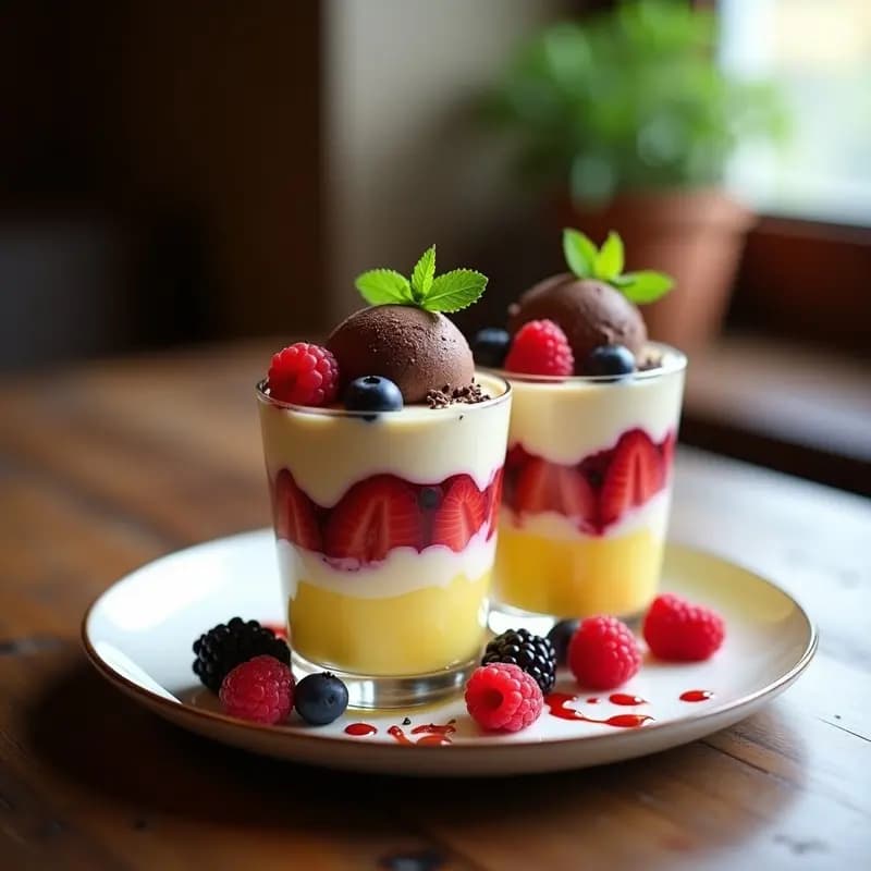 Llao Llao de Maracuyá y Frutos Rojos: Postre Chileno Sin Azúcar con Helado de Chocolate