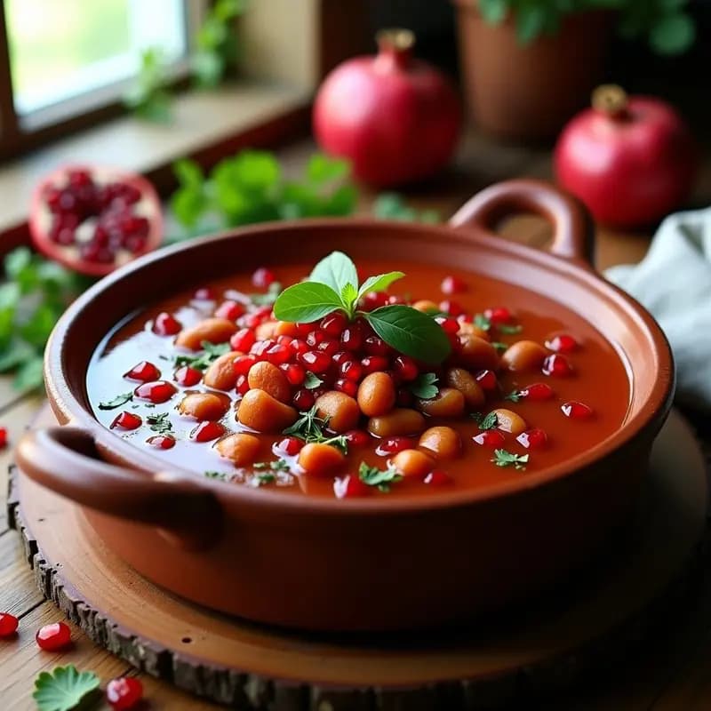 Lobio de Frijoles Rojos con Granados: Guiso Georgiano con Hierbas Frescas