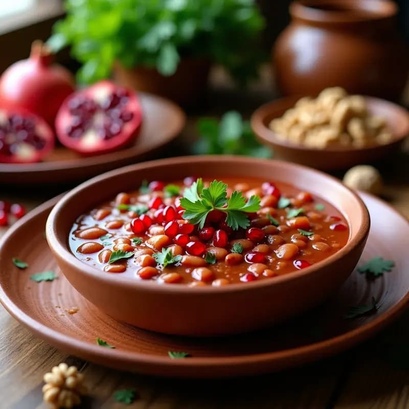 Lobio Georgian: Frijoles Rojos con Nueces y Granadas en Salsa de Vinagre