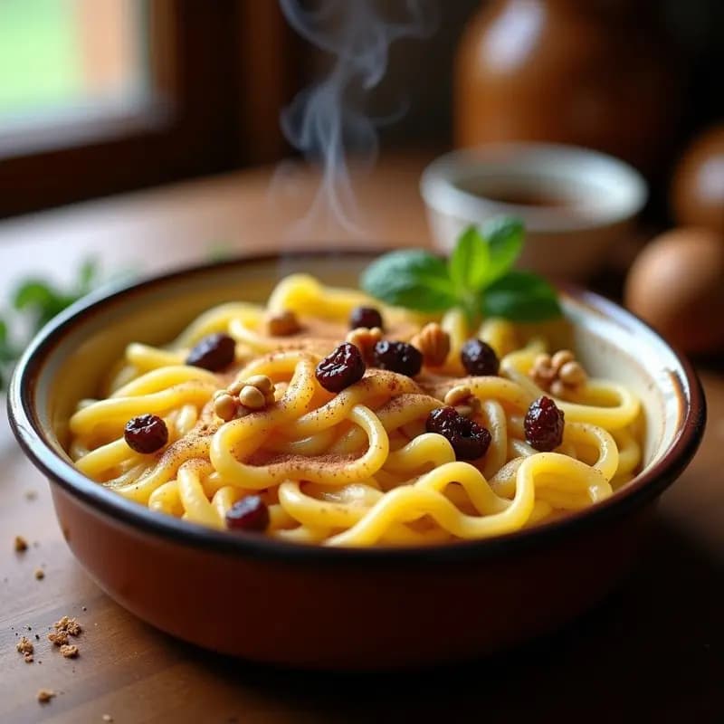 Lockshen Kugel Judío con Fideos y Pasas: Postre Dulce en Olla Lenta Sin Azúcar