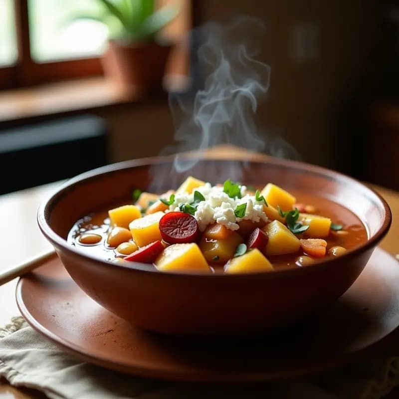 Locro de Papa y Habas con Chorizo Colorado: Guiso Ecuadoriano Contundente
