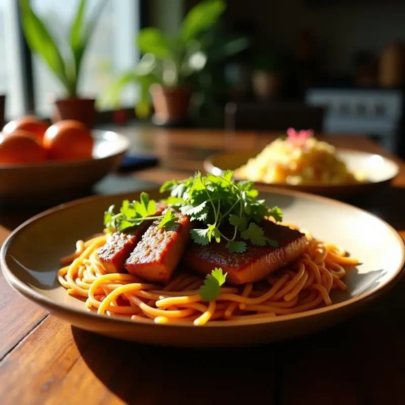 Lok Lak Camboyano de Ternera con Salsa de Pimienta Negra y Ensalada de Cebolla