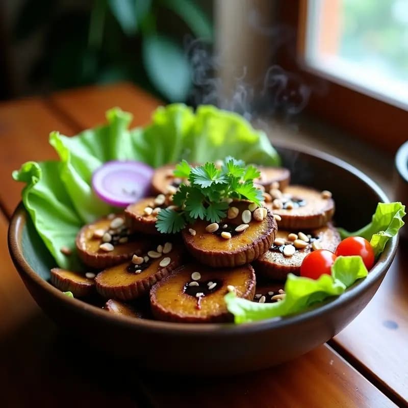 Lok Lak de Champiñones Portobello: Receta Camboyana Vegana con Salsa de Pimienta Negra