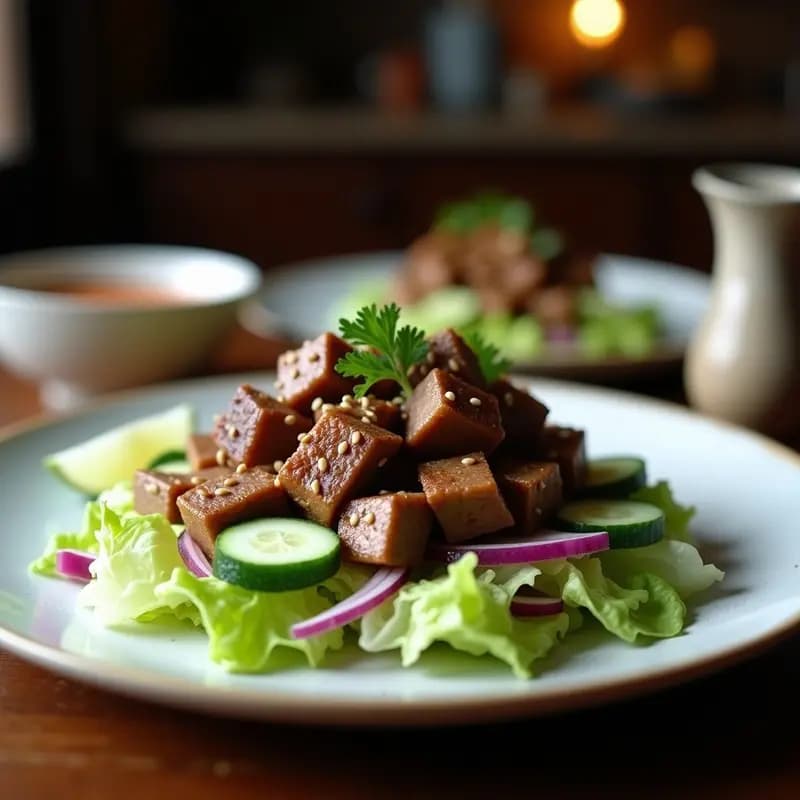 Lok Lak Camboyano con Ternera y Ensalada de Pepino: Receta de Invierno en Sartén