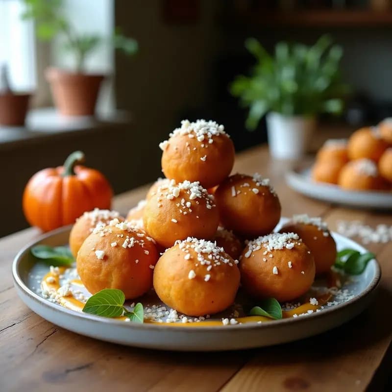 Lokma de Calabaza y Coco: Buñuelos Turcos Veganos Fritos en Airfryer