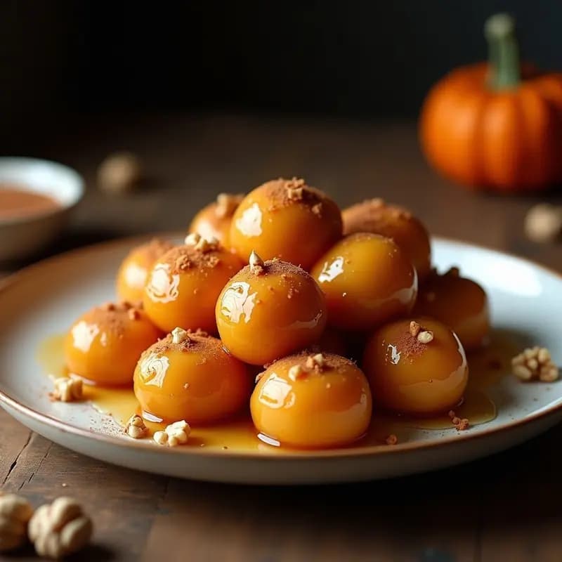 Lokma Turco de Calabaza y Miel: Buñuelos Espolvoreados con Canela y Nueces