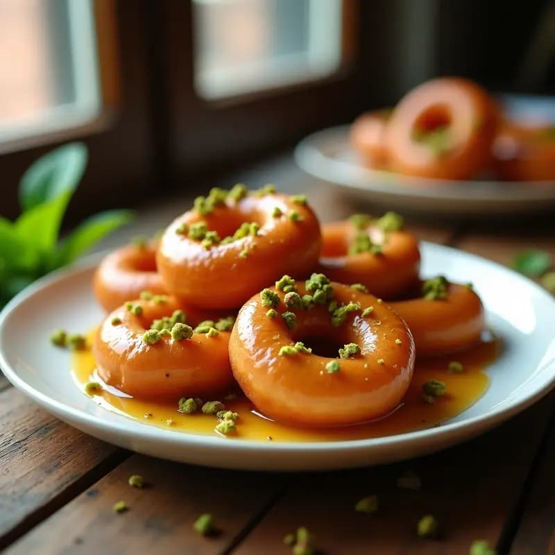 Lokma: Donuts Turcos Bañados en Almíbar de Rosa y Pistacho en Airfryer
