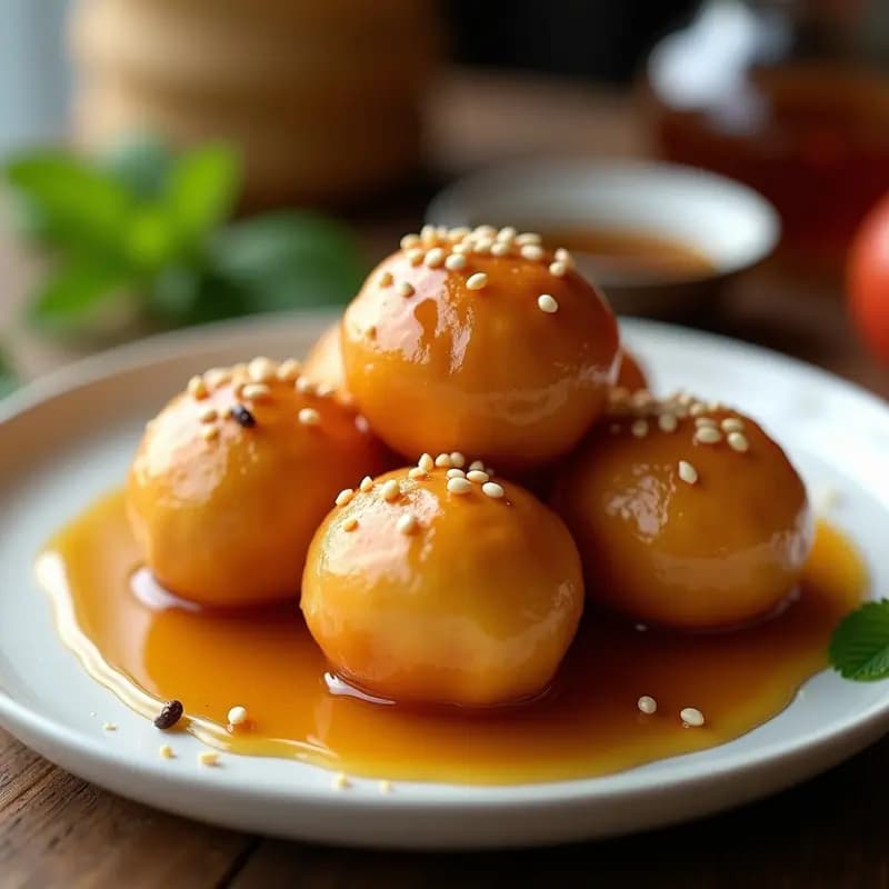 Lokma de Garbanzos: Donuts Griegos Veganizados con Sirope de Dátil