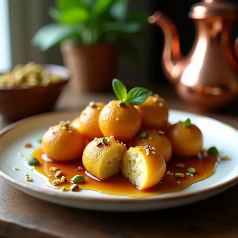 Lokma de Harina de Garbanzo: Postre Árabe Sin Gluten con Jarabe de Dátiles