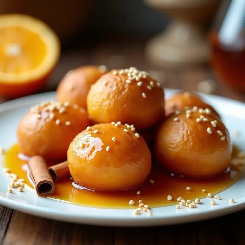 Lokma de Miel y Sésamo: Donas Griegas Fritas con Sirope de Azahar Sin Gluten
