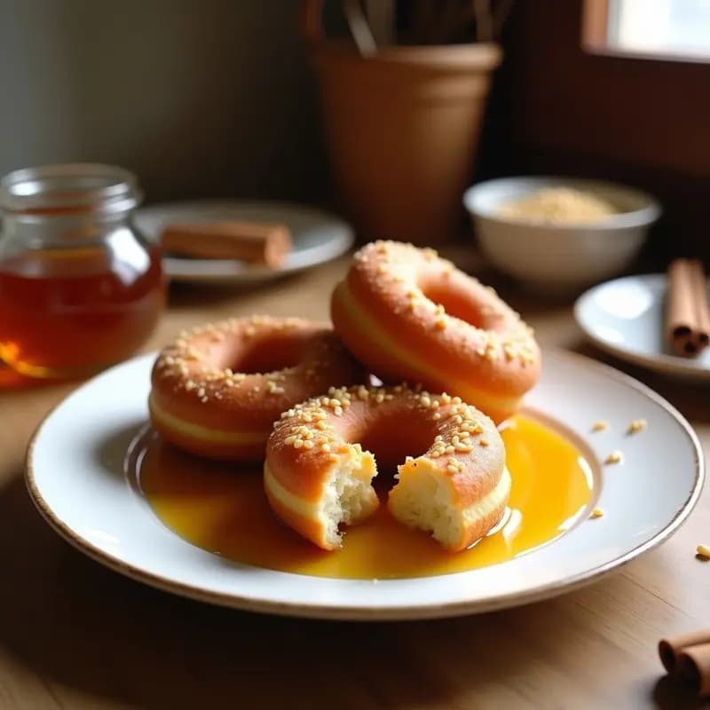 Lokma Turco de Semola y Miel de Dátil: Donas Fritas Veganas y Sin Refinar
