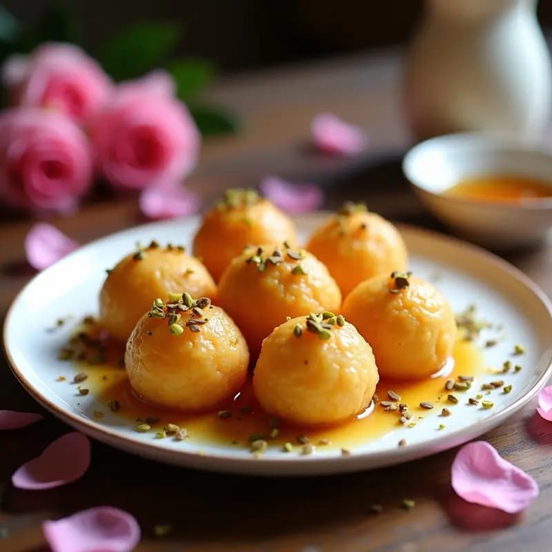 Lokma de Semolina y Agua de Rosa con Sirop de Agave: Postre Turco Sin Gluten y Crujiente