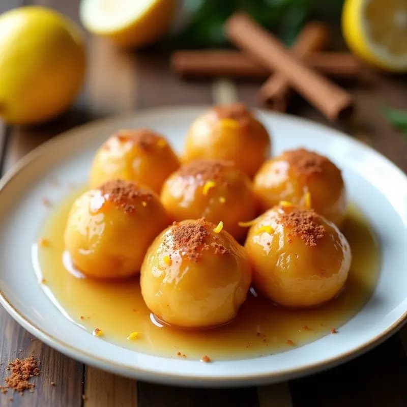 Lokma Turco: Buñuelos de semolina bañados en almíbar de limón y canela