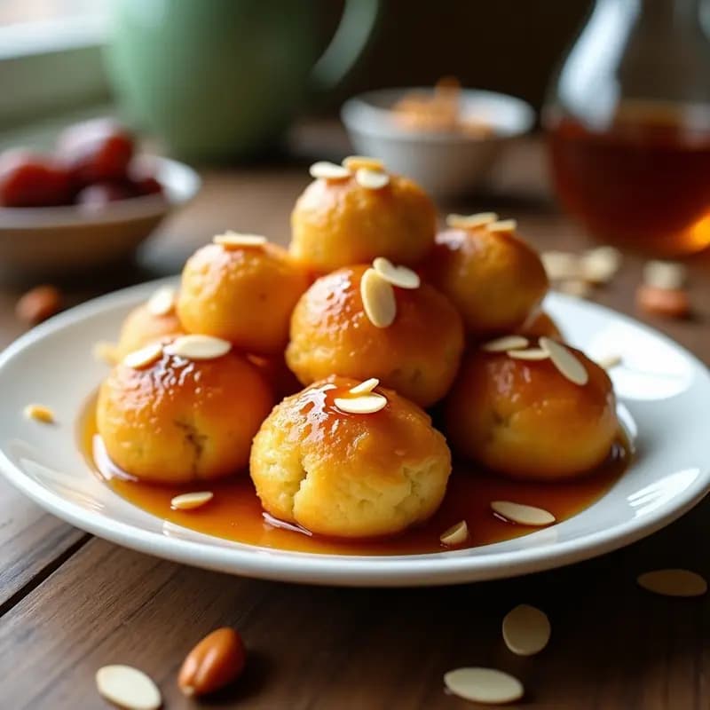 Lokma Turco de Semolina y Cardamomo: Postre en Airfryer Sin Azúcar con Endulzante Natural