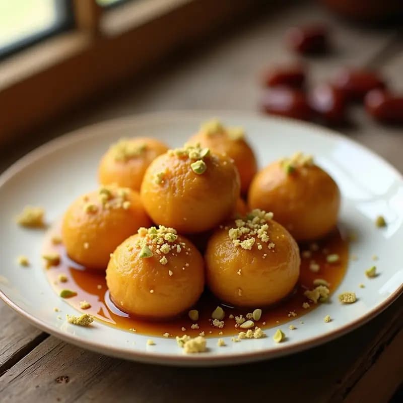 Lokma de Semolina y Cardamomo con Jarabe de Dátil: Postre Griego Sin Azúcar