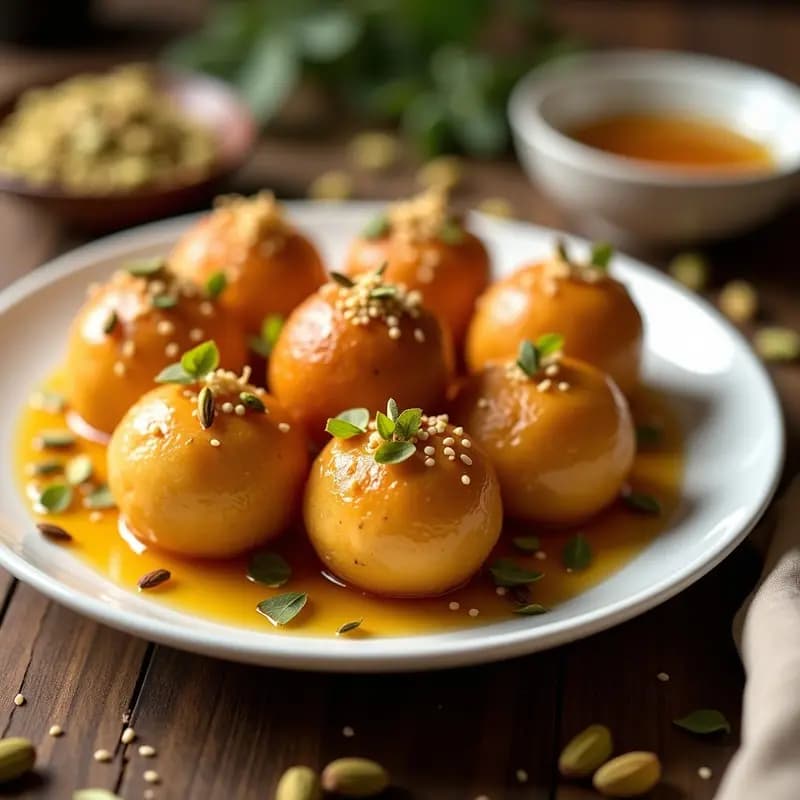 Lokma de Semolina y Cardamomo: Postre Árabe Frito Bañado en Miel y Pistacho