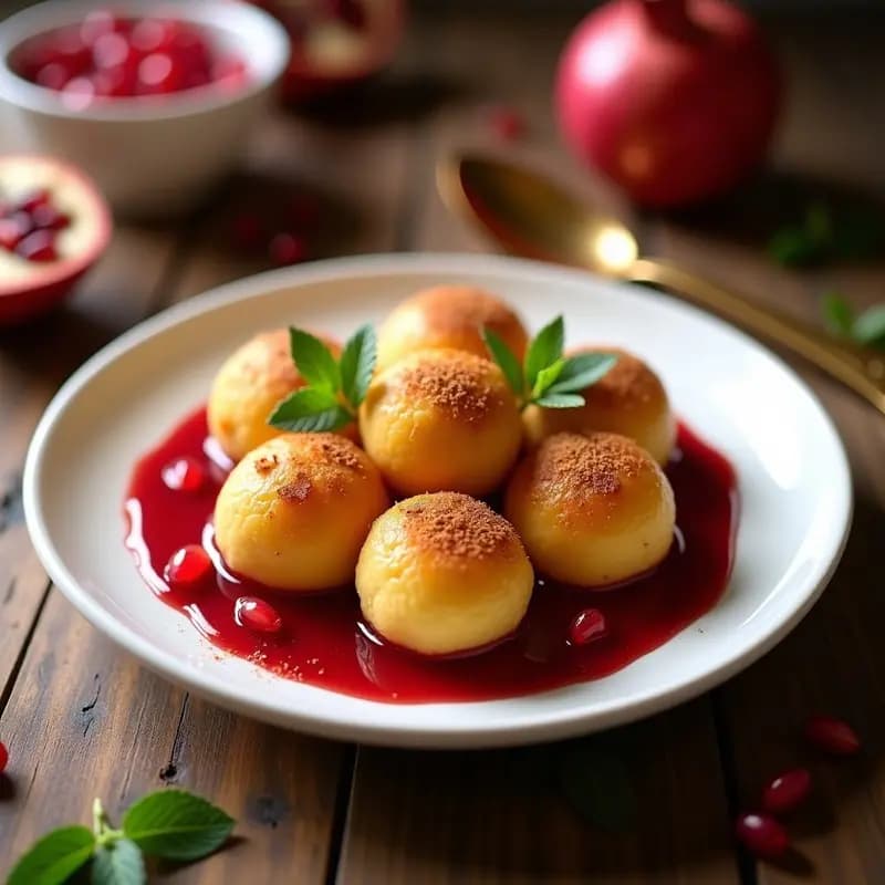 Lokma Turca con Sirope de Granada y Cardamomo: Buñuelos Esponjosos Sin Horno