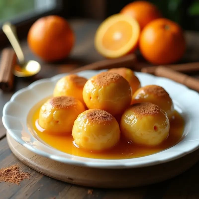 Lokma con Sirope de Naraja y Canela: Postre Griego Esponjoso y Sin Lactosa