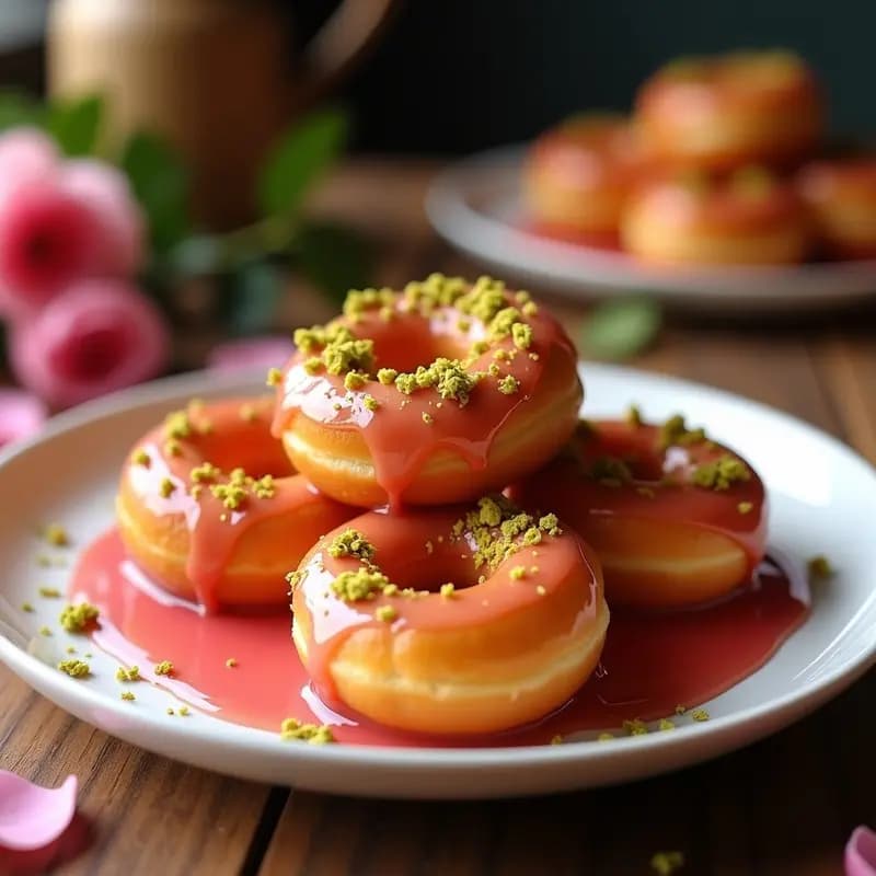 Lokma Turca con Sirope de Rosa y Pistachos: Donas Esponjosas Sin Horno en Airfryer