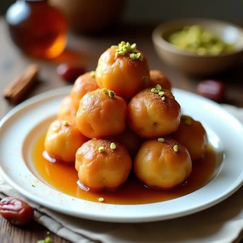 Lokma Turca: Buñuelos de Miel y Canela Crujientes con Sirope de Dátiles