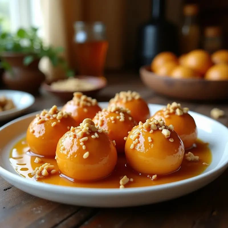Lokma Turca con Miel y Nueces: Postre Árabe Crujiente y Sin Gluten