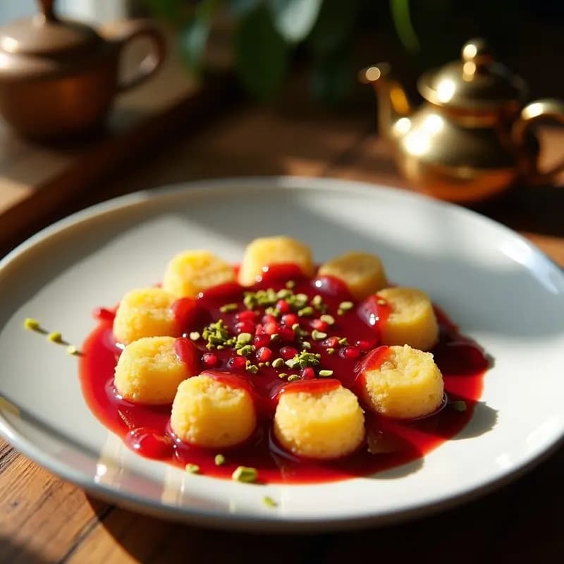 Lokma Turca de Semolina con Jarabe de Granada: Postre Crujiente y Sin Lactosa