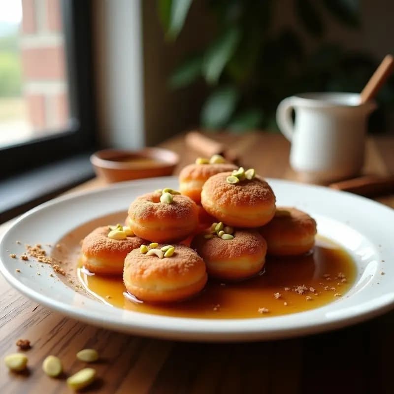 Lokma Turca con Sirope de Arce: Postre de Dónuts Veganos Fritos en Aceite de Oliva