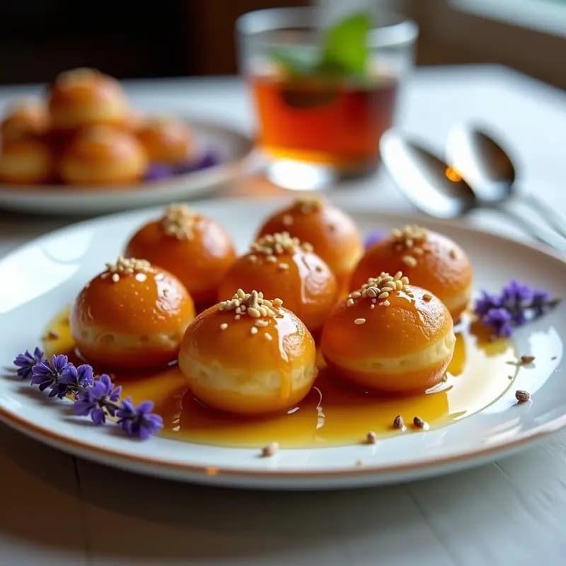 Lokma Turco con Miel de Lavanda: Donuts Dúlces Sin Horno y Sin Lactosa