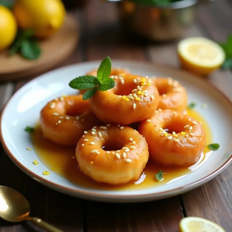Lokma Turco de Semolina con Almíbar de Limón: Donuts Fritos Sin Gluten y Crujientes