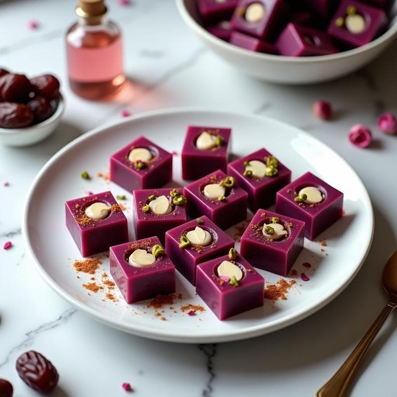 Lokum de Batata Morada: Receta Turca Vegana con Sirope de Dátiles y Halva