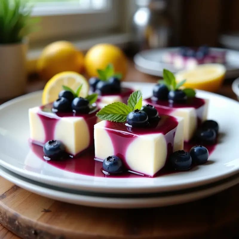 Lokum detský (Dulce Checo) de Queso Requesón y Arándanos: Postre Tradicional Baja en Calorías
