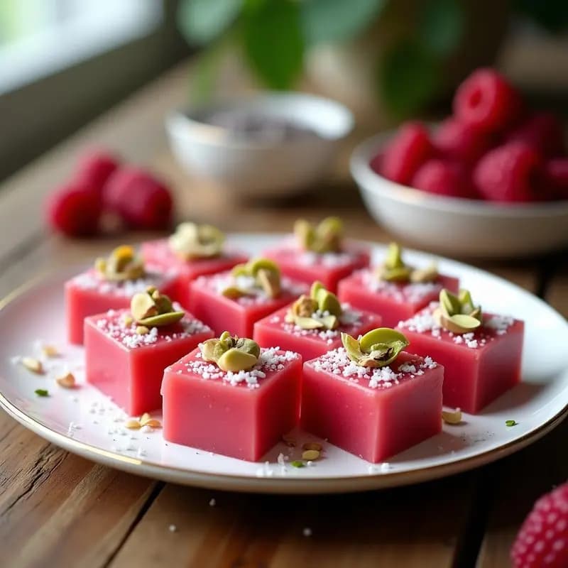 Lokum de Frambuesa y Chía: Dulce Turco Sin Azúcar y Vegano