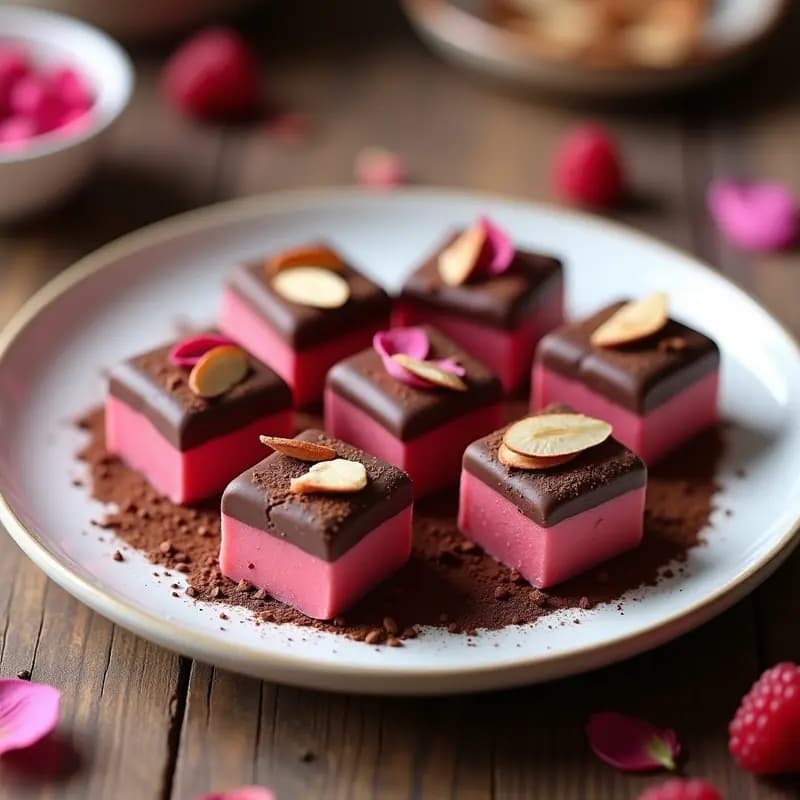 Lokum de Frambuesa y Rosa con Cobertura de Cacao: Dulce Turco Proteico