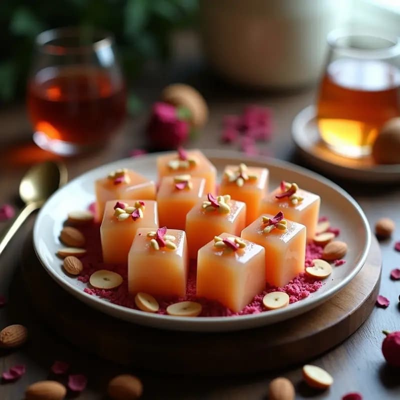 Lokum Turco de Frutos Secos y Rosa: Dulce Tradicional Sin Azúcar con Stevia