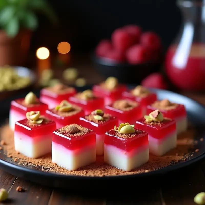 Lokum Turco con Gelatina de Frambuesa: Postre Mediooriental Sin Gluten y Vegetariano
