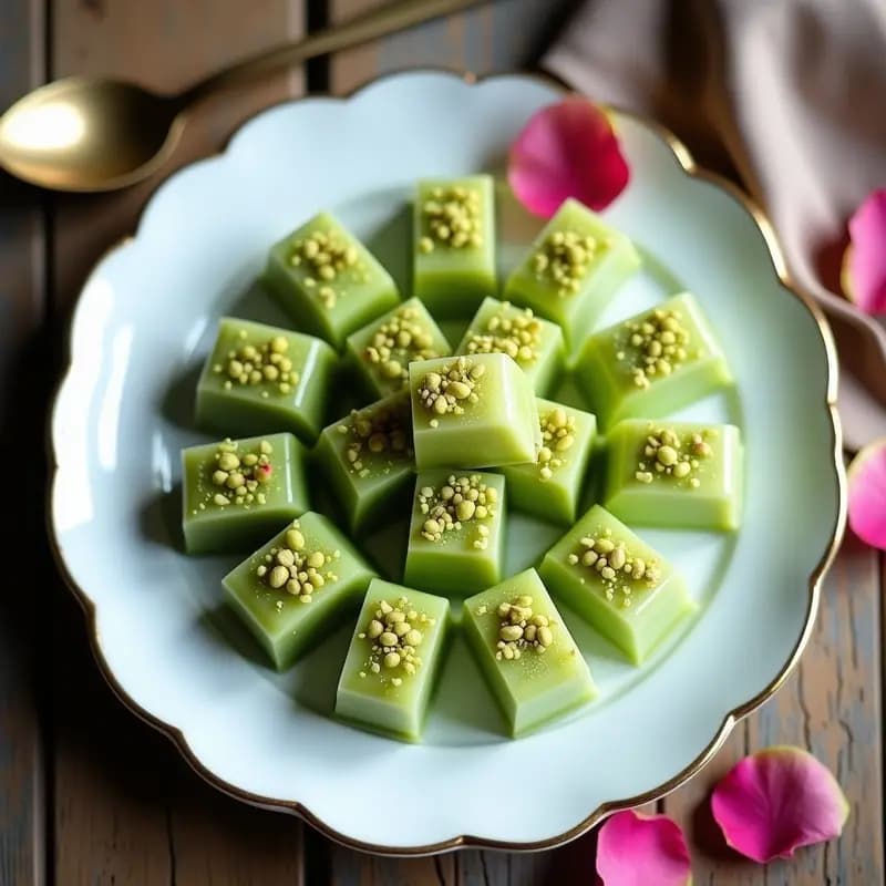 Lokum Turco de Pistacho y Agua de Rosas: Dulce Tradicional Sin Azúcar Refinada