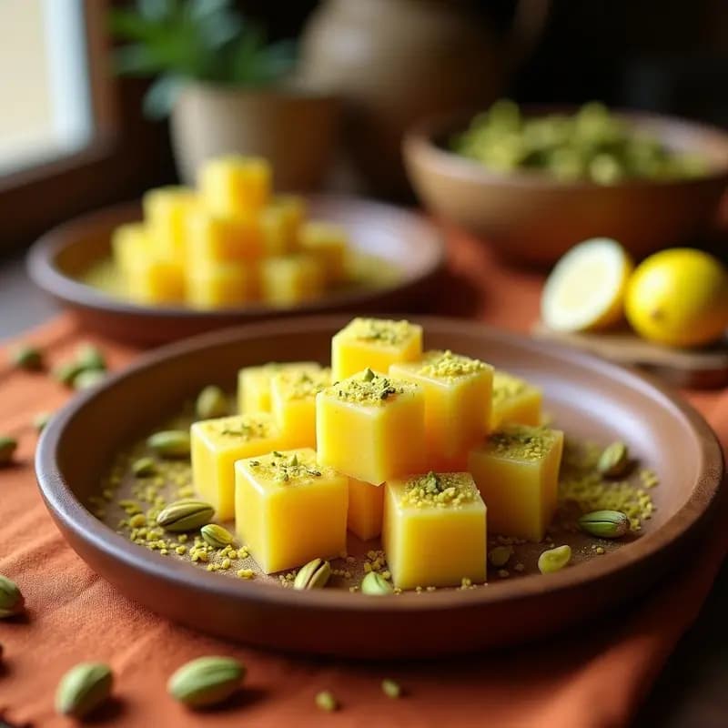 Lokum Turco de Pistacho y Limón: Dulce de Goma Árabe Sin Azúcar con Stevia