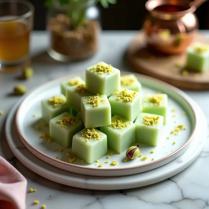 Lokum de Pistacho y Rosa: Postre Turco Sin Azúcar y Alto en Proteína