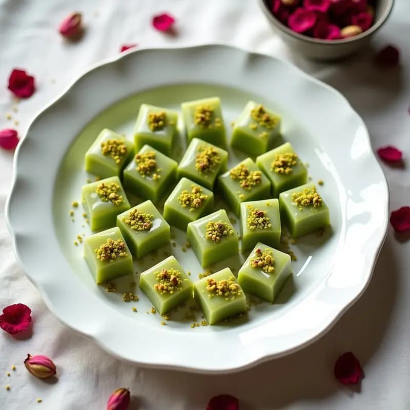 Lokum Turco de Pistacho y Rosa: Postre Tradicional en 4 Ingredientes Sin Horno