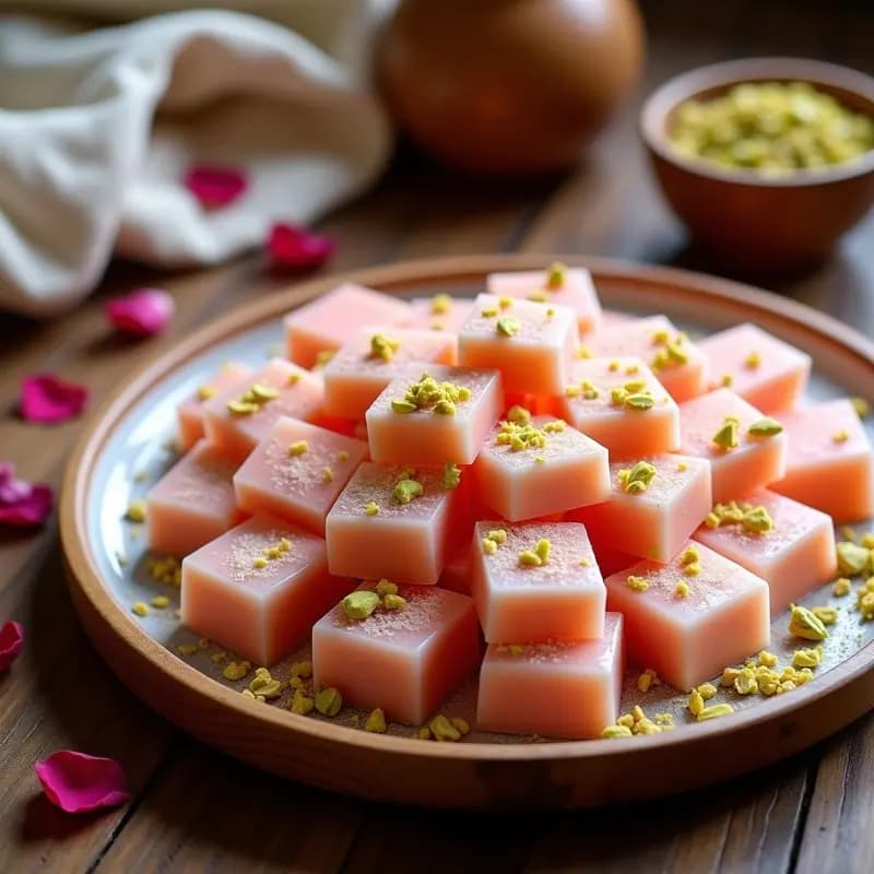 Lokum Turco con Pistachos y Agua de Rosas: Postre Dulce y Fragante en 1 hora