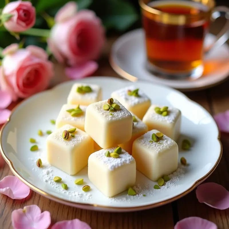 Lokum de Rosa y Agua de Azahar: Dulce Turco Sin Gluten en 4 Ingredientes