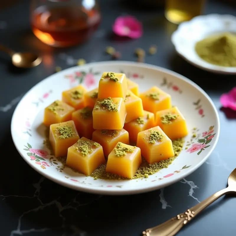 Lokum de Rosa y Cardamomo con Pistachos Triturados: Dulce Turco Sin Gluten en 30 Minutos