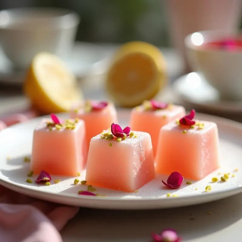 Lokum de Rosa y Limón: Dulce Turco Tradicional Sin Gluten y Bajo en Calorías