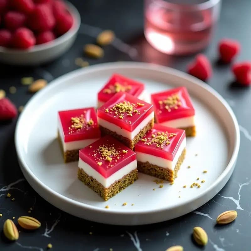 Lokum Turco con Gelatina de Frambuesa y Pistacho: Postre Saludable Sin Azúcar