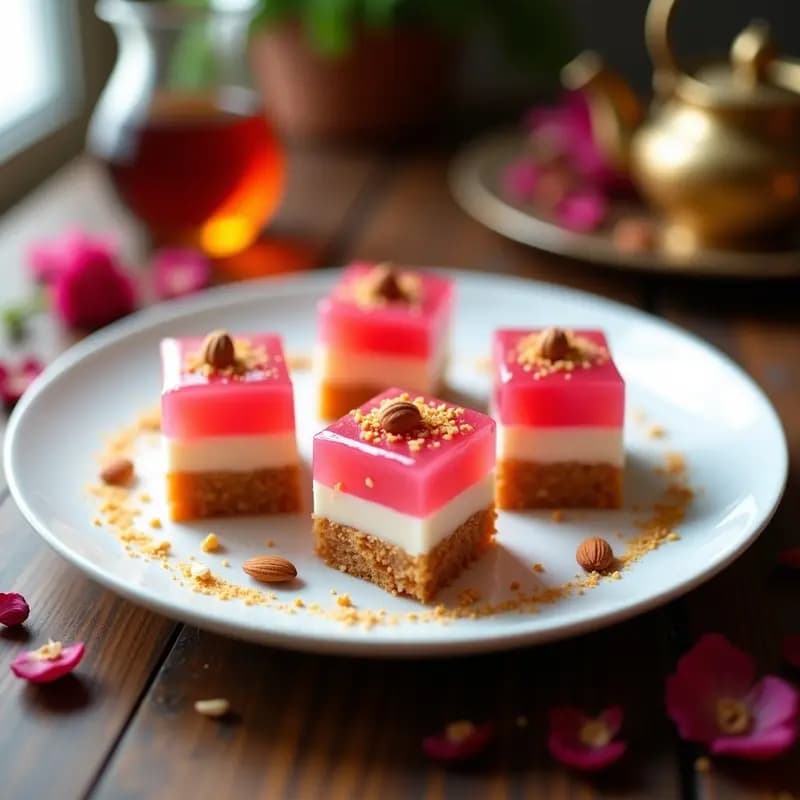 Lokum Turco de ROSA y Nougat: Postre Sin Gluten y Sin Azúcar Refinada