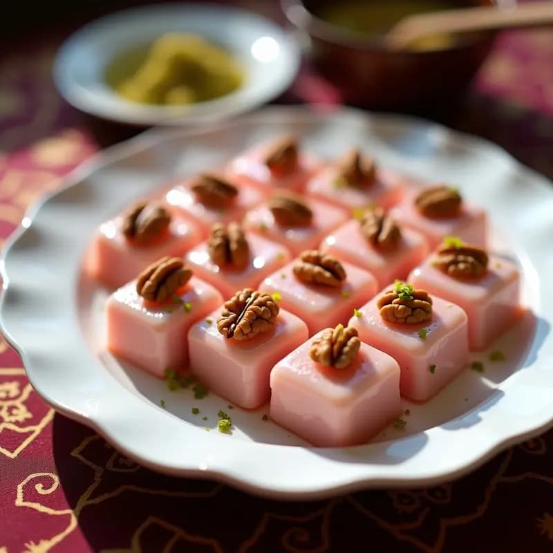 Lokuma Turca con Nueces y Jarabe de Rosa: Receta Dulce Sin Horno