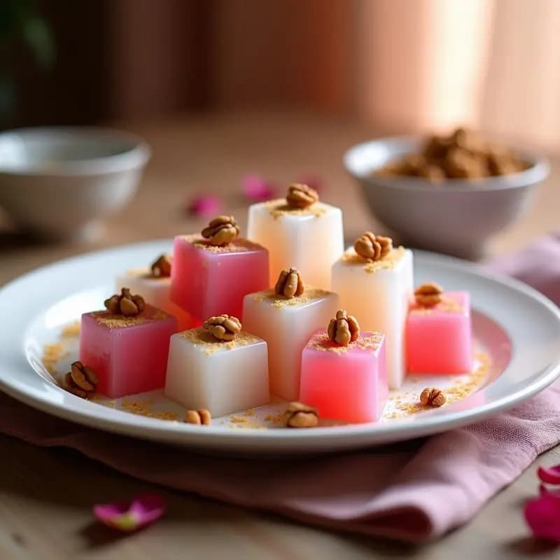 Lokuma Turca con Nuez y Esencia de Rosa: Postre Tradicional Sin Horno