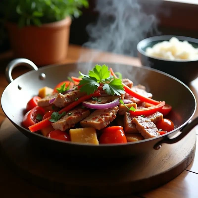 Lomba Saltada con Tomate y Cebolla: Receta Chino-Peruana en Wok Rápida