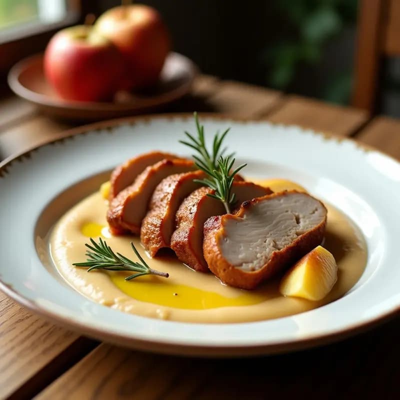 Lombardo de Cerdo con Puré de Manzana y Romero: Receta Italiana Tradicional en Horno