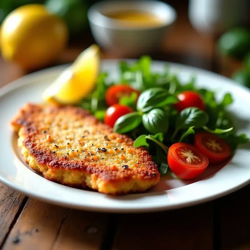 Lombardo a la Milanesa con Ensalada de Rúcula: Receta Italiana en Airfryer